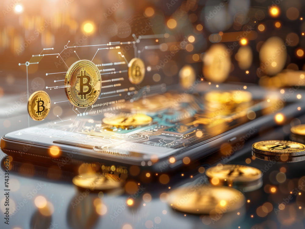 Fototapeta premium Bitcoin Cryptocurrency Trading on Digital Platform
