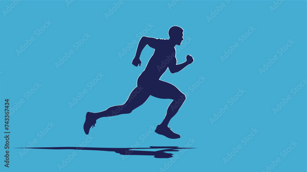 Silhouette athlete running isolated icon cartoon