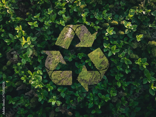 a minimalist leafy green camouflaged recycling icon symbol design