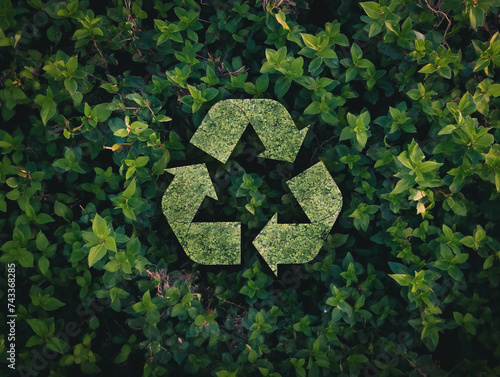 a minimalist leafy green camouflaged recycling icon symbol design