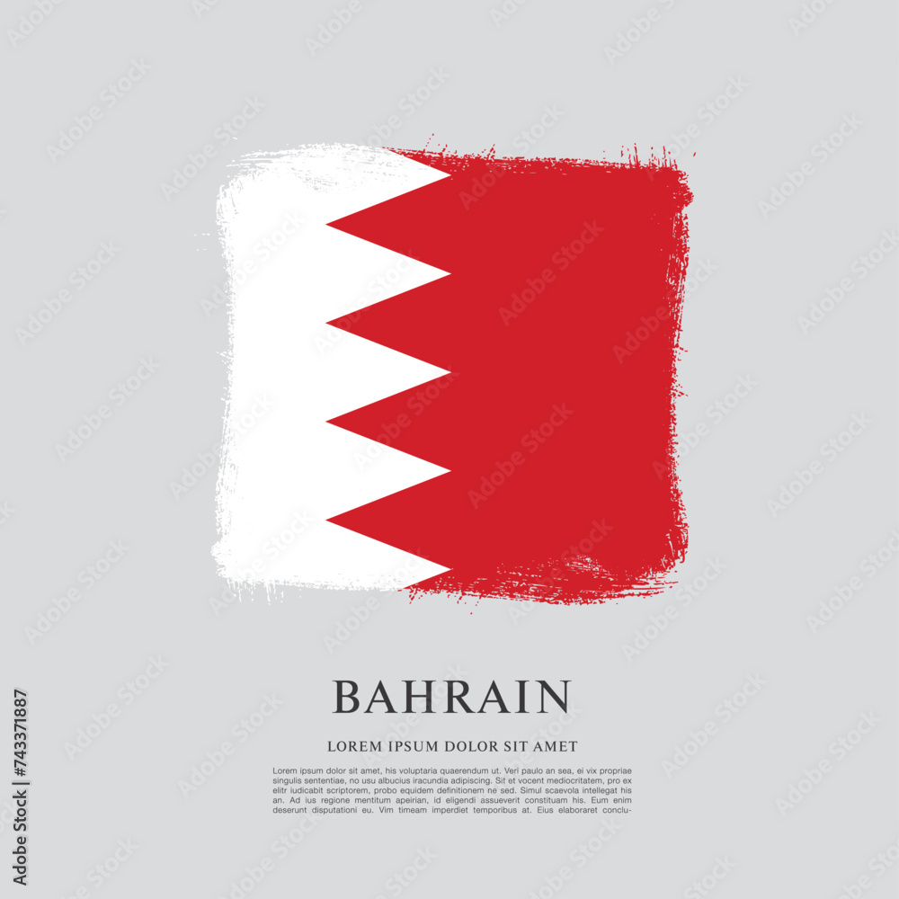 Obraz premium Flag of Bahrain, brush stroke background