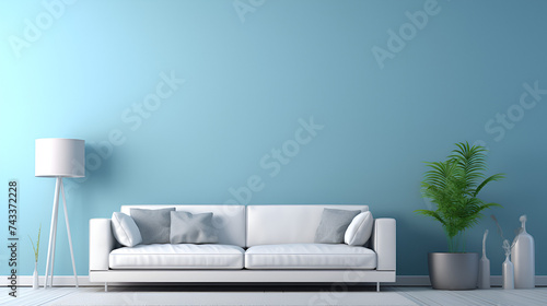 Unwind in Style: Crafting a Contemporary Haven with Modern Blue Living Room Furnishings background ai generated © Hamida
