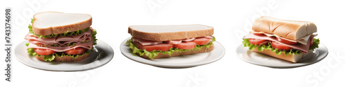 set of sandwich isolated on transparent background