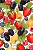 Berry pattern on white background