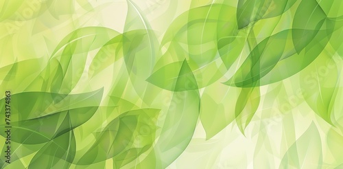 Flowing green leaf pattern with a translucent overlay  creating a sense of depth and lushness on a light green background.