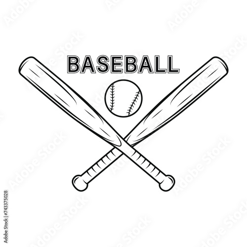 Baseball bats crossed and ball, baseball logo vector illustration