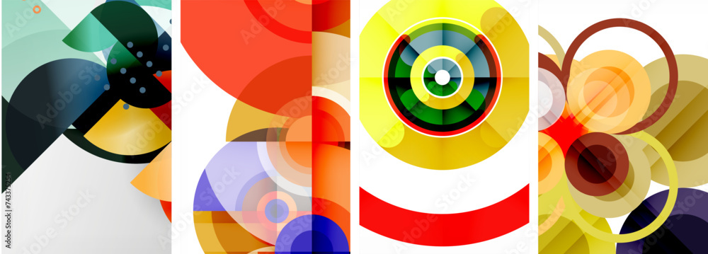 Set of circles geometric abstract posters. Abstract backgrounds for wallpaper, business card, cover, poster, banner, brochure, header, website Set of circles geometric abstract posters. Abstract backgrounds for wallpaper, business card, cover, poster, banner, brochure, header, website