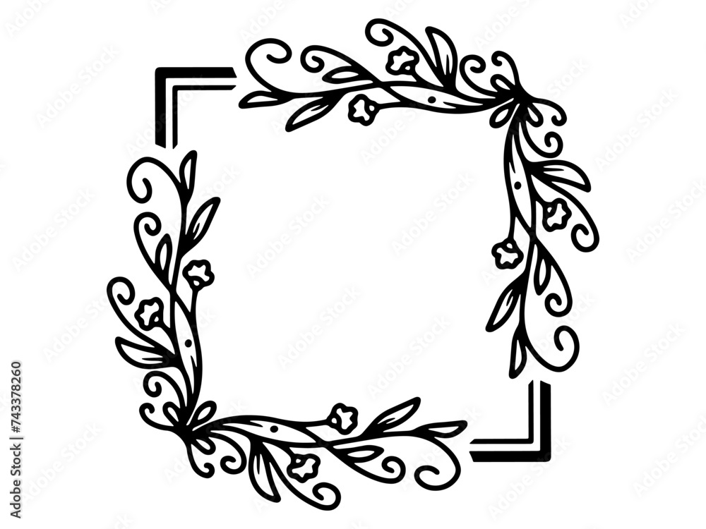 Frame Flower Line Art Illustration Frame Flower Line Art Illustration
