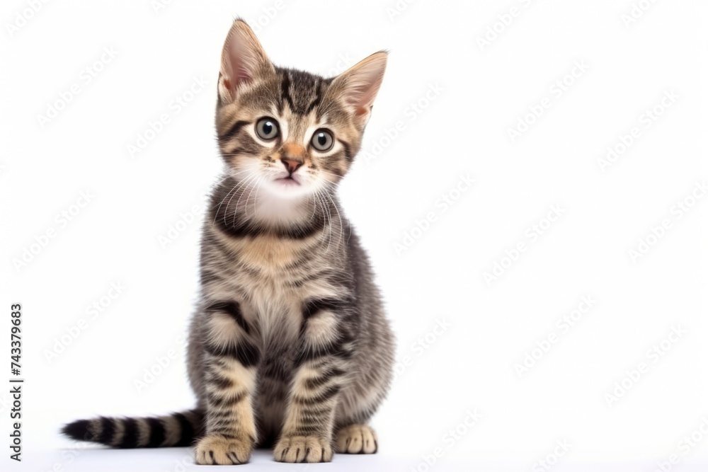 Cute kitten on light background