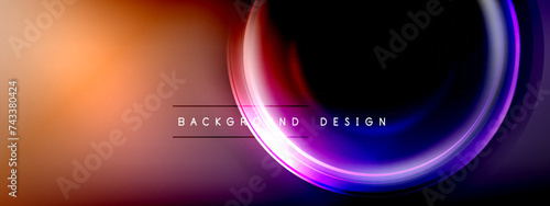 Circles lines and bubbles on bright glowing effect gradient with light and shadow effects. Dynamic interplay of light, shadow and depth. Futuristic and rhythmic technology design