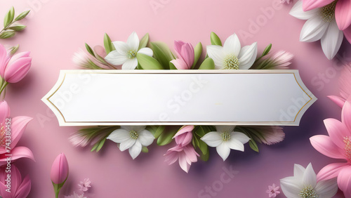 Spring card with empty space for congratulations or invitation, card for Mother's Day or Happy Spring Day, space for text on spring background with flowers