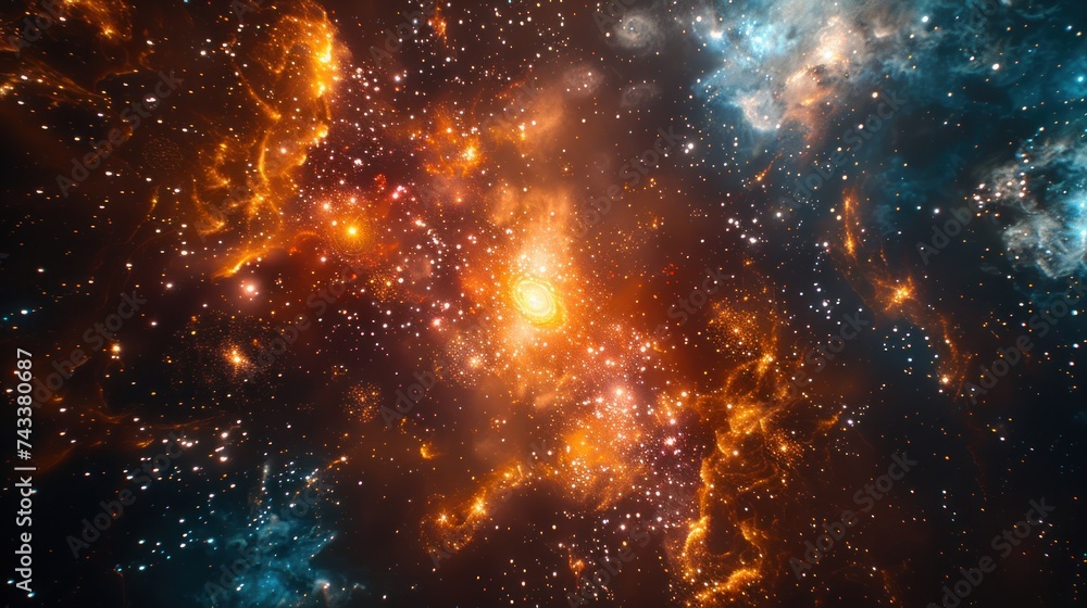 Fototapeta premium Abstract creative cosmic background Hyper jump to another galaxy speed of light moving neon rays beautiful fireworks colorful explosion big bang