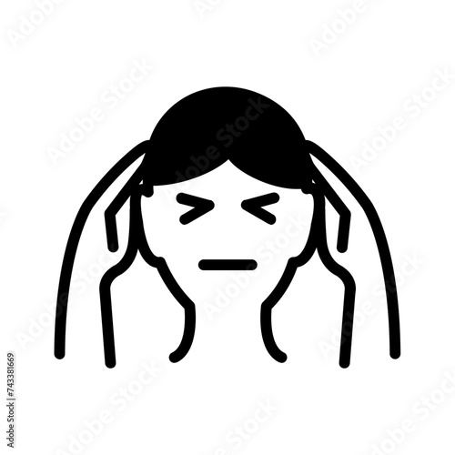Vector solid black icon for Migraine
