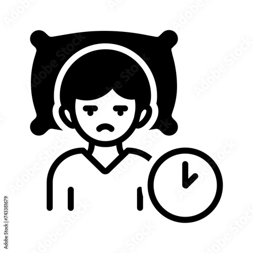 Vector solid black icon for Sleep problem