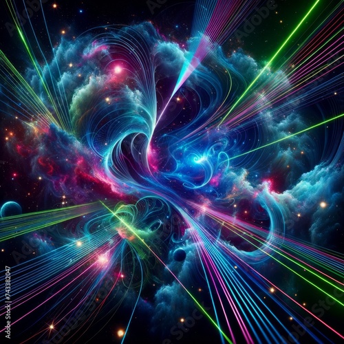 Cosmic Fractal Nebula with Light Streams