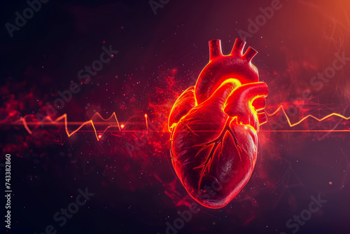 heart with a red color and a organ shape and a health overlay on the beat photo