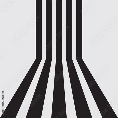 Abstract black and white color stripe background. Room interior vintage with black and with wall and floor line design. vector art image illustration, eps10, easy editable