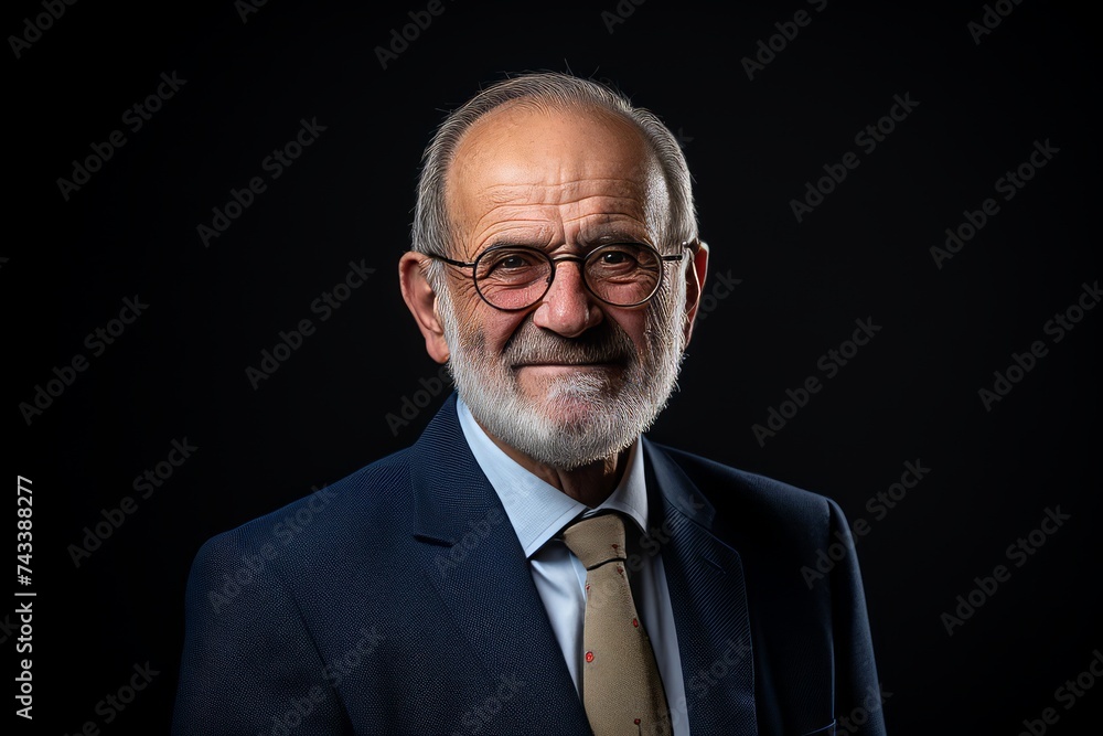 Portrait of a senior businessman in a suit on a black background. Portrait of a senior businessman in a suit on a black background.