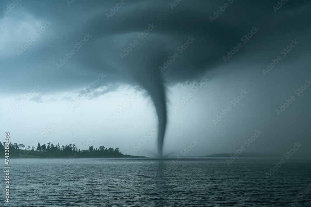 waterspout forming over a lake.