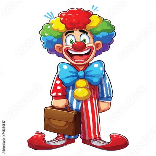 April fools day funny clown cartoon vector illustration isolated on white background 