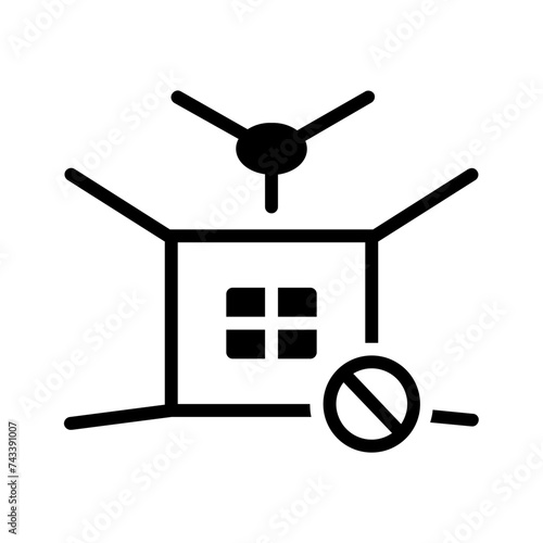 Vector solid black icon for No room