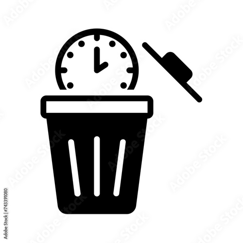Vector black line icon for Waste time