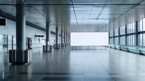 A creative and visually stunning airport advertit that utilizes both the empty space and the billboard itself to showcase the uniqueness of your brand or product. The bold
