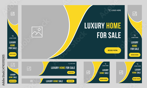 Sales of luxury houses google ads banner, Editable Vector eps 10 file format post template, social media post template design