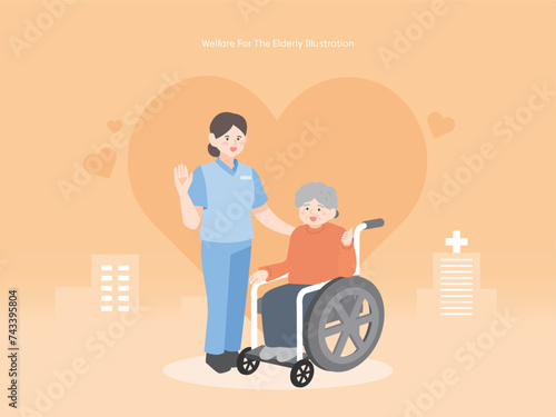 행복한 노인 의료 보험 일러스트 01
