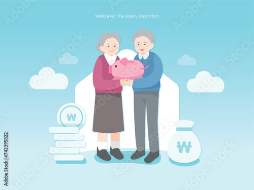 행복한 노인 의료 보험 일러스트 02
