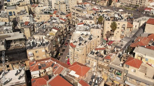 Untitled PrJerusalems Mahane Yehuda market houses rooftops, Aerial viewoject photo