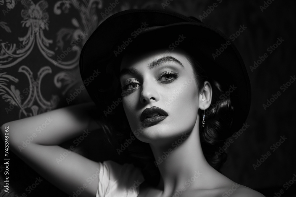 cinematic monochrome film portrait of a brunette white woman Instagram model, with a old Hollywood glamours fashion style. cinematic monochrome film portrait of a brunette white woman Instagram model, with a old Hollywood glamours fashion style.