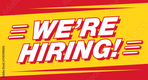now hiring banner layout design, vector illustration