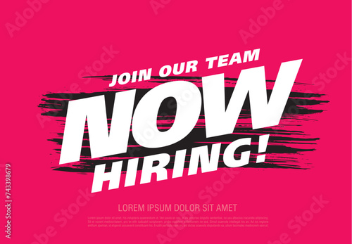 now hiring banner layout design, vector illustration
