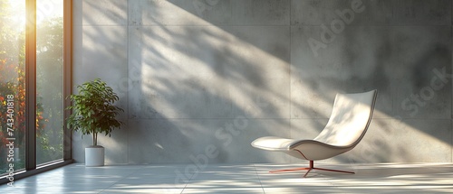 White Leather Chair In A Minimalist Interior. Generated AI