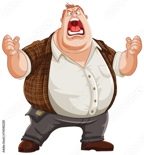 Illustration of a furious man with exaggerated features.