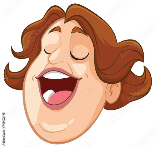 Vector illustration of a laughing cartoon face.