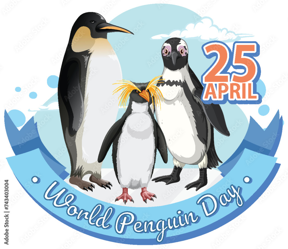 Obraz premium Colorful vector celebrating penguins and conservation