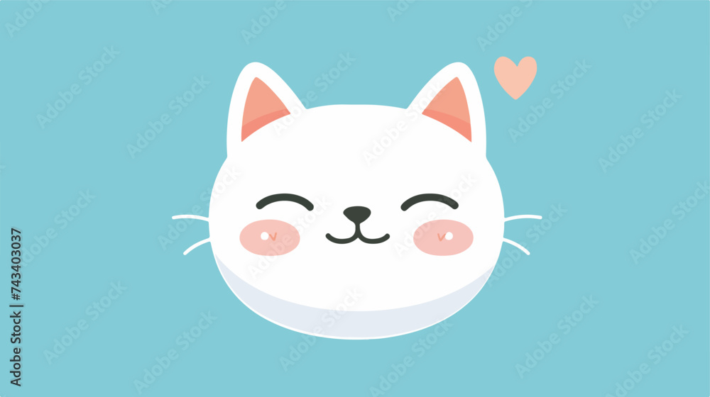 White cat kitten kitty icon. Cute kawaii cartoon
