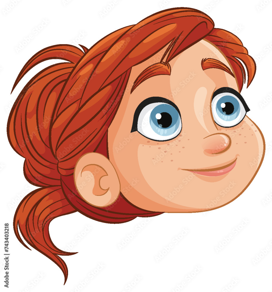 Vector graphic of a smiling young girl with braids