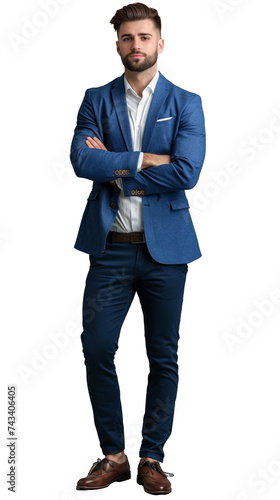 Isolated, transparent, no background, Confident Male Real Estate Agent in Stylish Suit and Tie Posing Proudly on Gray Background - Professional Businessman Mockup Portrait for Investment Market Succes