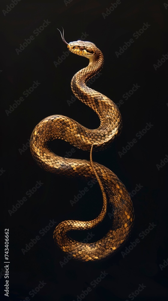 Obraz premium Snake on black background