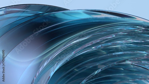 Luxury Curves Created by Fresh Organic Bezier Curves in Blue Crystal Elegant and Modern 3D Rendering Abstract Background