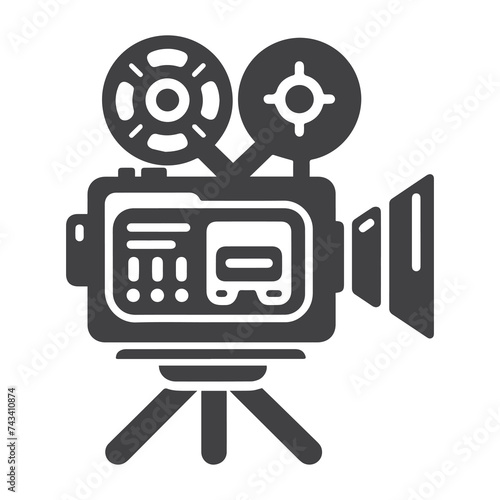 Retro cinema icon. Movie camera. Film Industry silhouette icons on the white