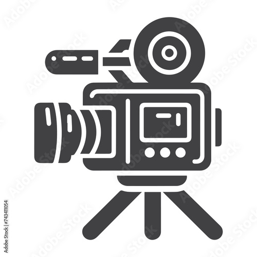 Retro cinema icon. Movie camera. Film Industry silhouette icons on the white