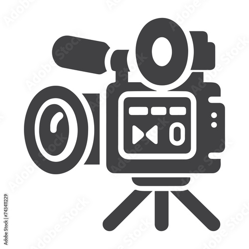 Retro cinema icon. Movie camera. Film Industry silhouette icons on the white