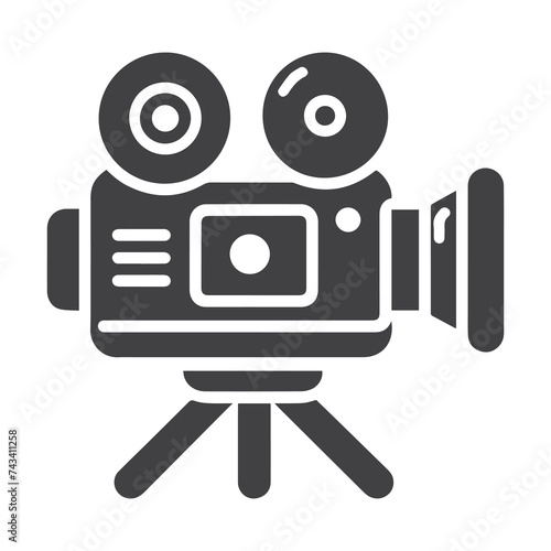 Retro cinema icon. Movie camera. Film Industry silhouette icons on the white