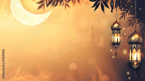 Professional islamic ramadan banner with copy space