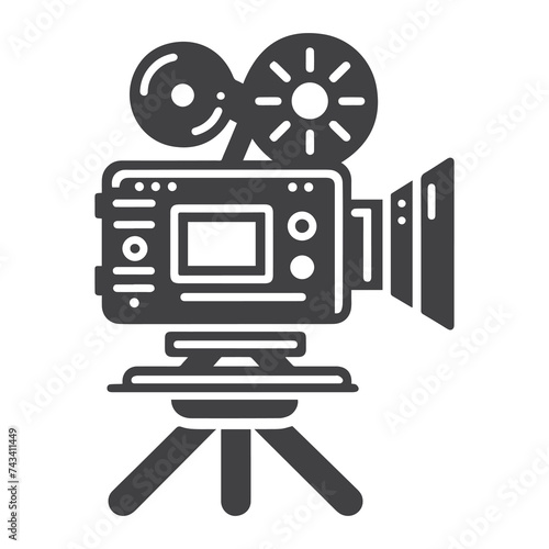 Retro cinema icon. Movie camera. Film Industry silhouette icons on the white