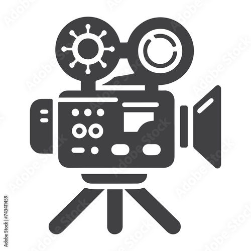 Retro cinema icon. Movie camera. Film Industry silhouette icons on the white